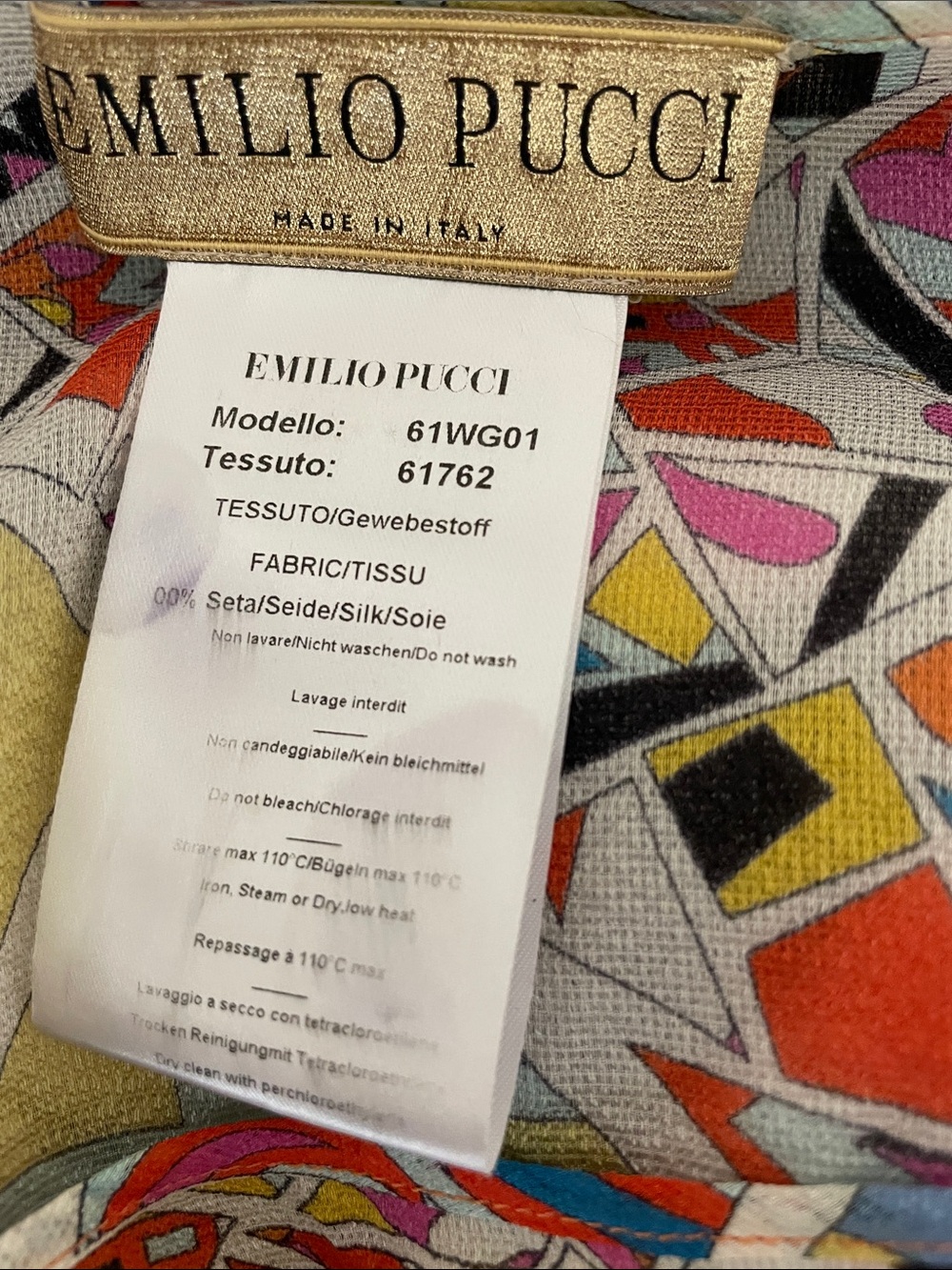 Emilio Pucci Multicolor Mosaic-Print Silk tunic top / bathing suits cover up - Picture 6 of 6